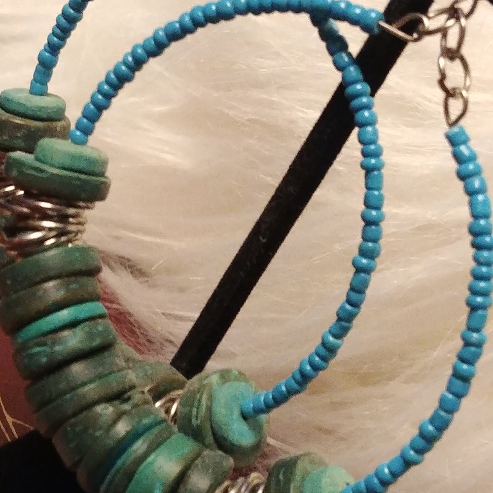 Beaded earrings.